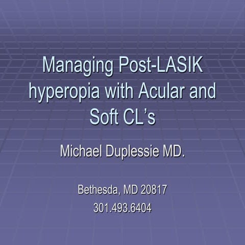 Acular soft contact lenses after refractive surgery. Post lasik hyperopia treatment
