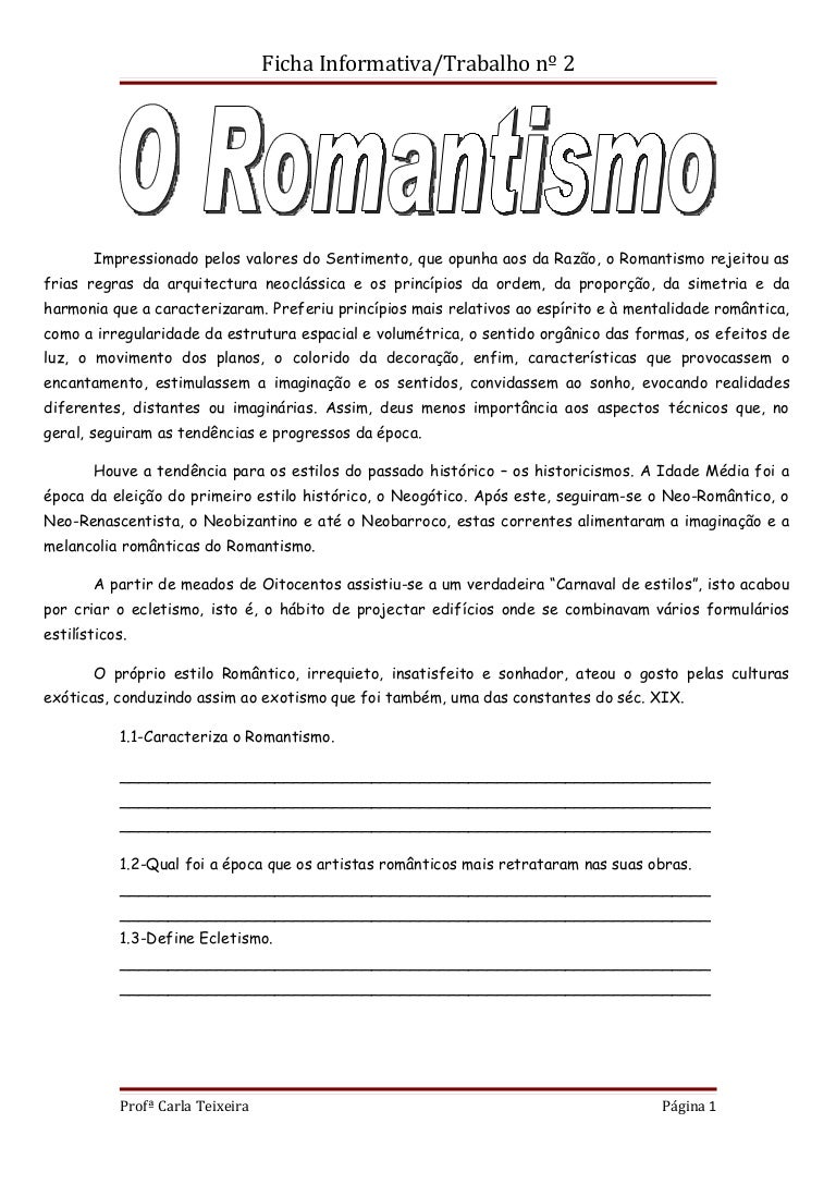 A cultura da gare o romantismo ficha 2