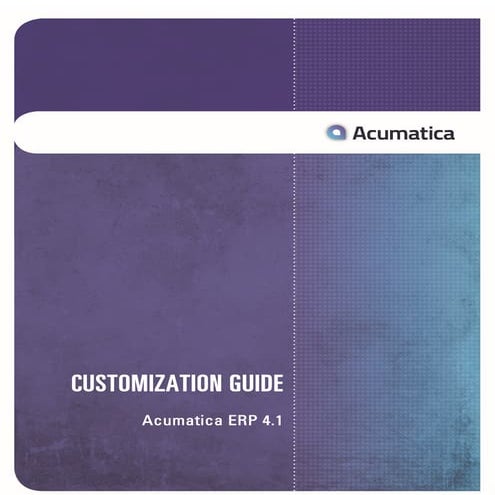 Acumatica ERP 4.1 Customization Guide