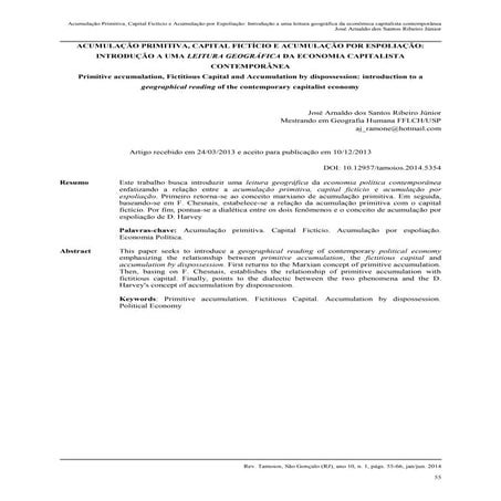 Acumulação primitiva, capital fictício e acumulação por espoliação | PDF