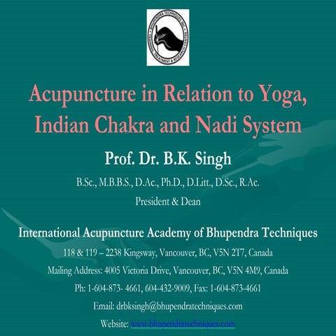 Acupuncture Indian Chakras & Yoga