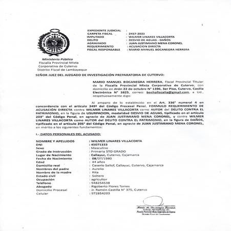 ACUSACION - JUAN MENA CORONEL - MINISTERIO PUBLICO