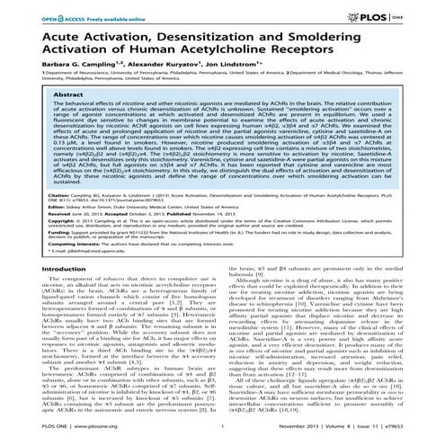 Acute activation, desensitization and smoldering activation of human acetylch...