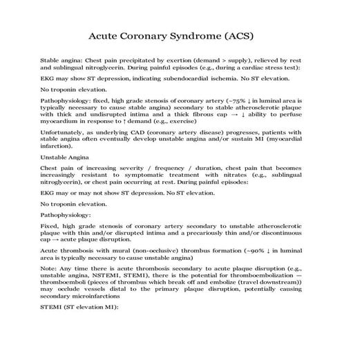 Acute coronary syndrome