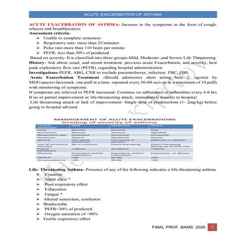 MANAGEMENT OF ACUTE SEVERE ASTHMA | PPTX