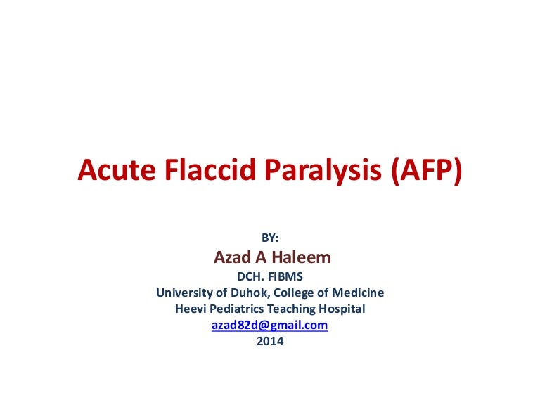 Acute Flaccid Paralysis Afp