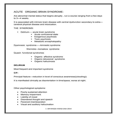 Acute organic brain syndrome | DOCX