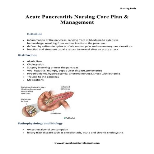 Acute pancreatitis nursing care plan &amp; management