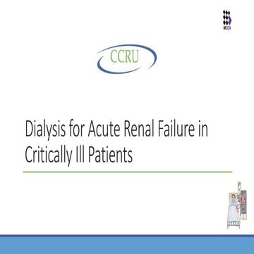 Dialysis for Acute Renal Failure in Critically Ill Patients
