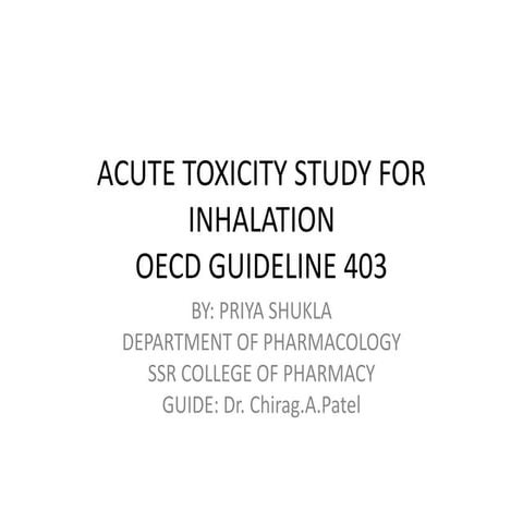 Acute toxicity study for inhalation
