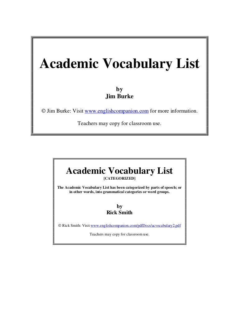 Academic Vocabulary List 1