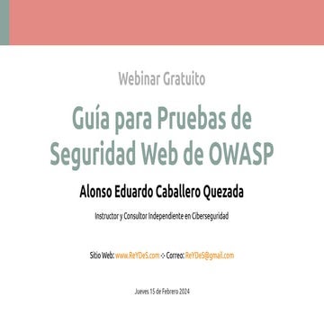 Webinar Gratuito: "Guía para Pruebas de Seguridad Web de OWASP"