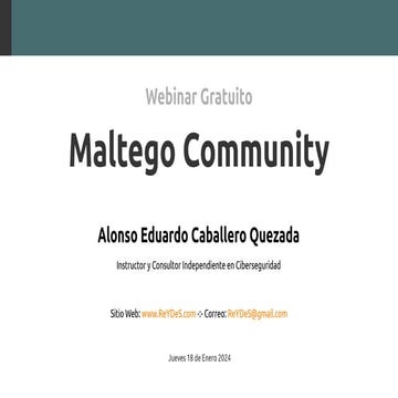 Webinar Gratuito : " Maltego Community "