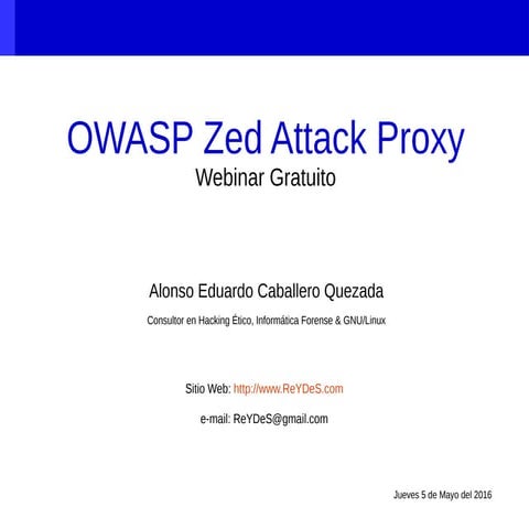 Webinar Gratuito: "Zed Attack Proxy"