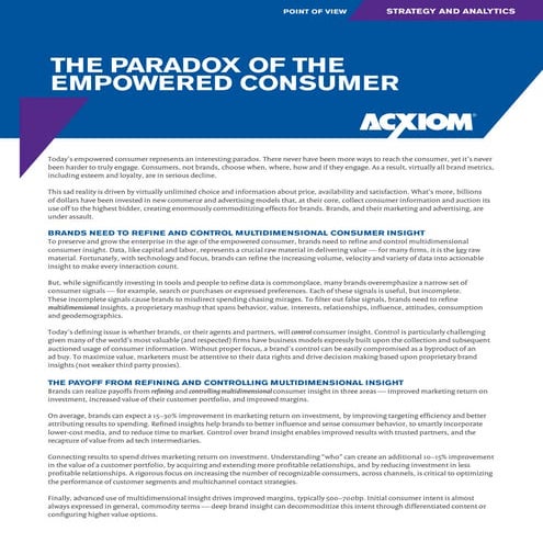 The Paradox of the Empowered Consumer