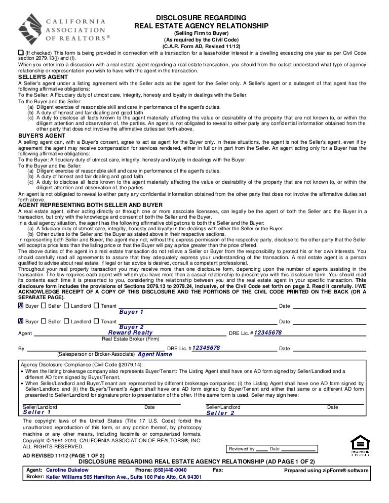 ad 2 disclosure 2 regarding re relationship selling firm to buye agency disclosure form california