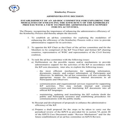 2010 Ad  Establishment of an ad-hoc Committee