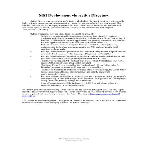 Ad msi-installation via Active Directory