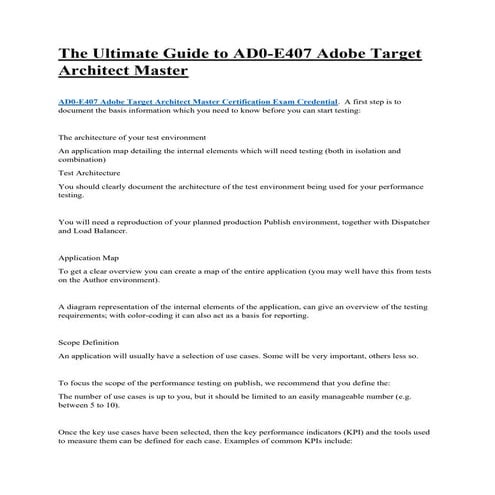  The Ultimate Guide to Ad0 e407 adobe target architect master