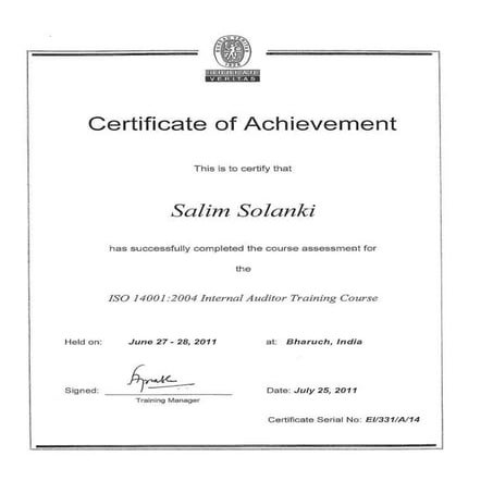 ISO 14001 INTERNAL AUDITOR