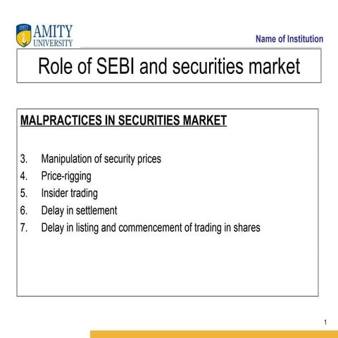Ad09a Role Of Sebi And Securities Market