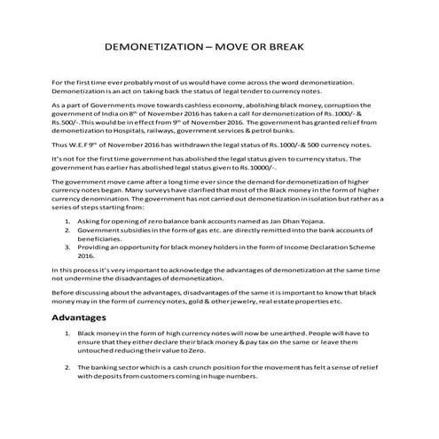 Demonetisation | PPTX