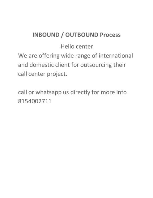 INBOUND / OUTBOUND Process 8154002711 | PDF