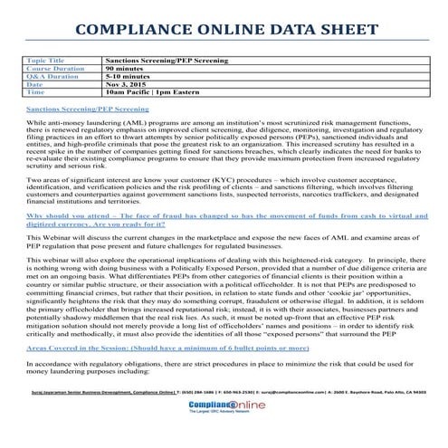 AML / PEP data for compliance and regtech | PPTX