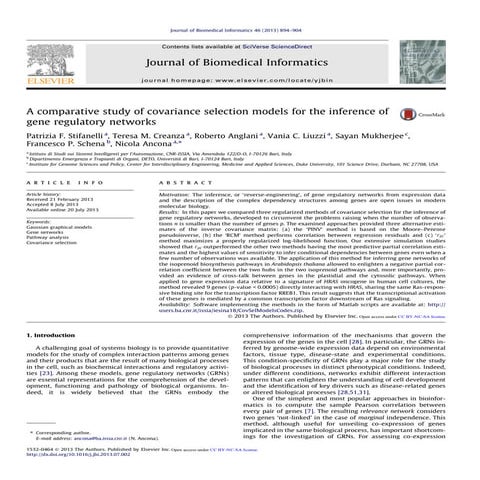 A comparative study of covariance selection models for the inference of gene ...