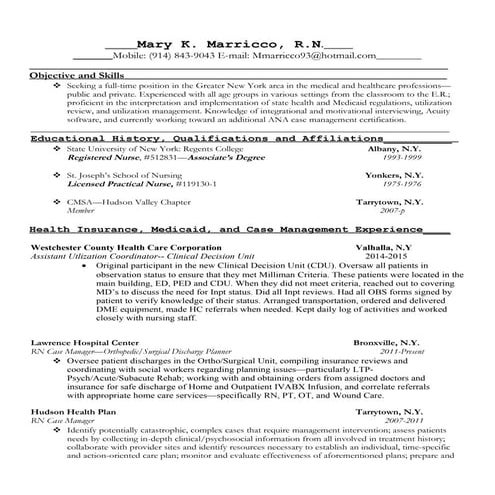 MaryMarriccoResume_4.2015