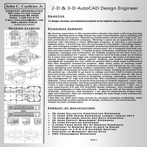 John C Caulkins Jr Resume 2016
