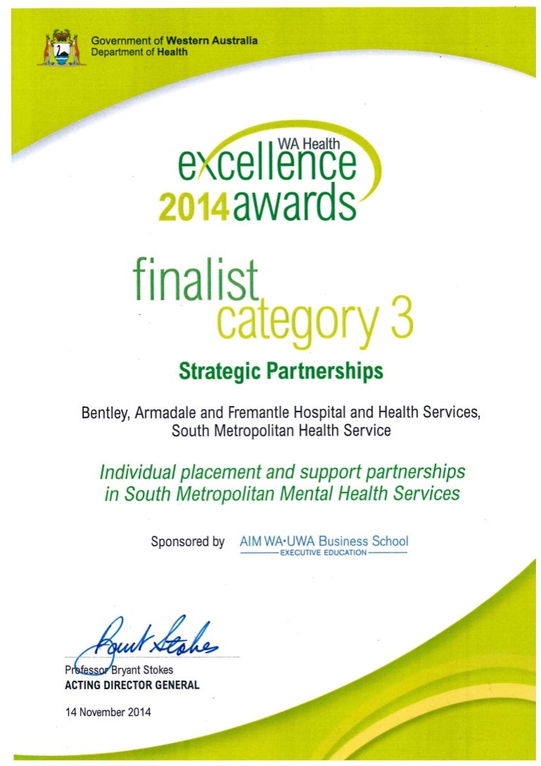 health excellence awards certificate