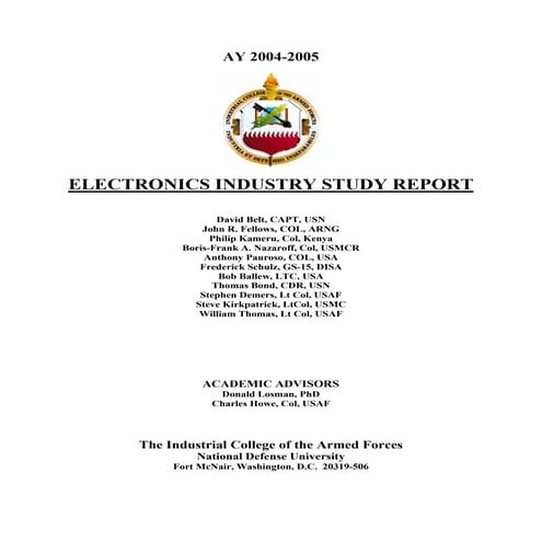 ELECTRONICS INDUSTRY STUDY REPORT | PDF