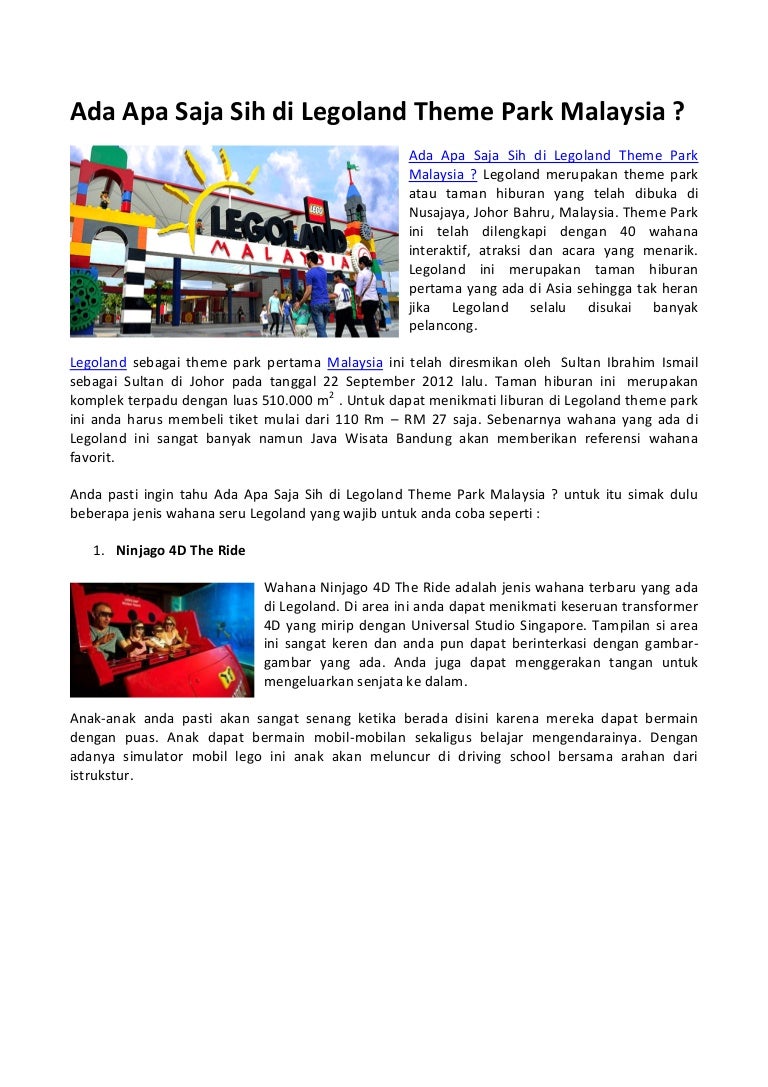 Ada Apa Saja Sih Di Legoland Theme Park Malaysia