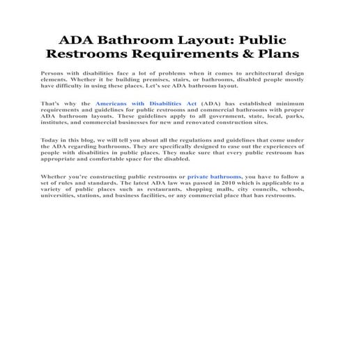 Ada bathroom layout public restrooms requirements & plans | PDF