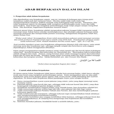 Adab berpakaian dalam islam | DOCX