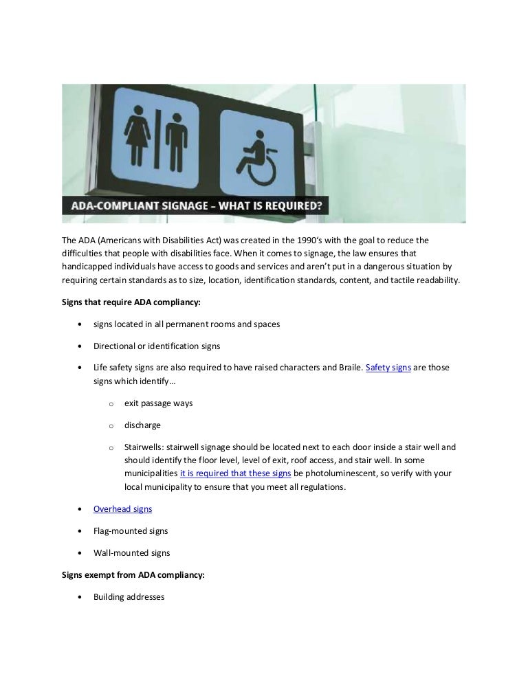 Ada compliant signage what is required