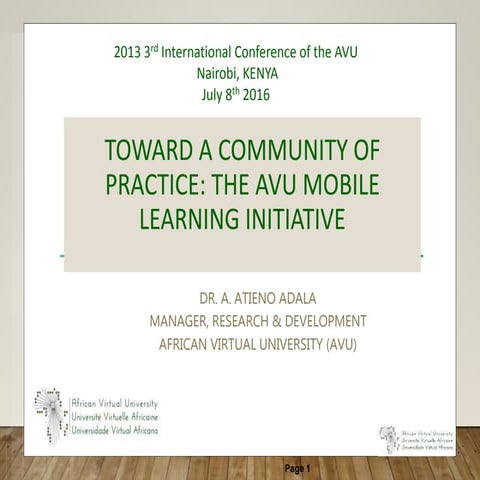 Toward a Community of Practice: The AVU Mobile Learning Initiative