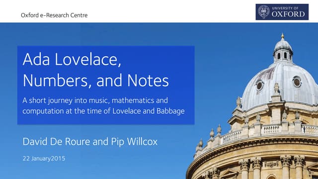 Ada Lovelace Numbers and Notes