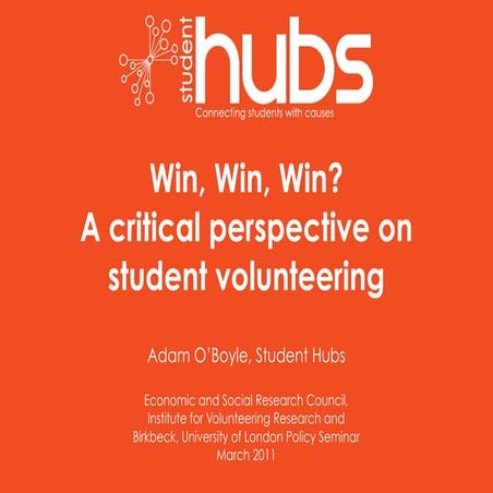 Win, win, win? A critical perspective on student volunteering