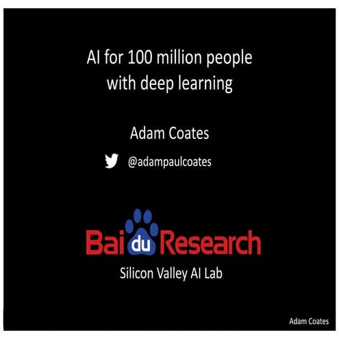 Adam Coates at AI Frontiers: AI for 100 Million People with Deep Learning