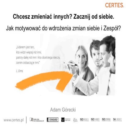 Chcesz zmieniać innych? Zacznij od siebie.  Jak zmotywować siebie i Zespół do...