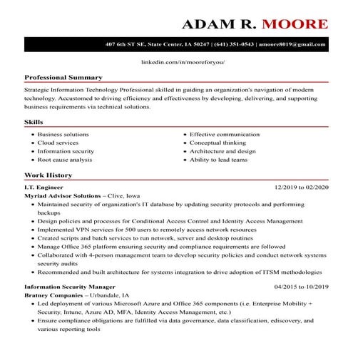 Adam R. Moore Security Architect Resume | PDF