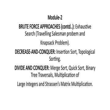 Comprehensive Algorithms Module: Brute Force, Divide and Conquer, and ...