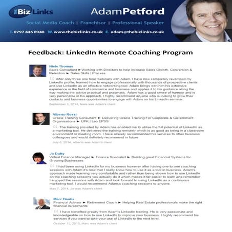 LinkedIn for Sales Teams - Client Feedback | DOCX