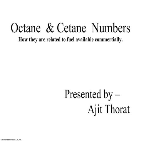 octane and cetane numbers