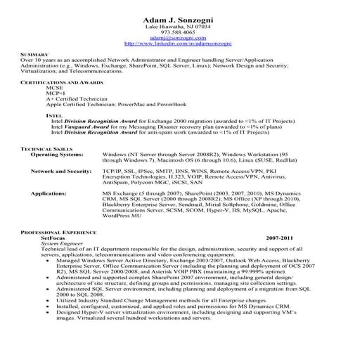 Adam Sonzogni\'s Resume