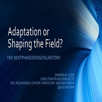 Adaptation or Shaping the Field: the Next Phase of Digital History