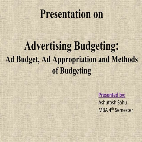 Ad Appropriation and Budgeting 