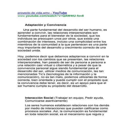 Adaptación y convivencia